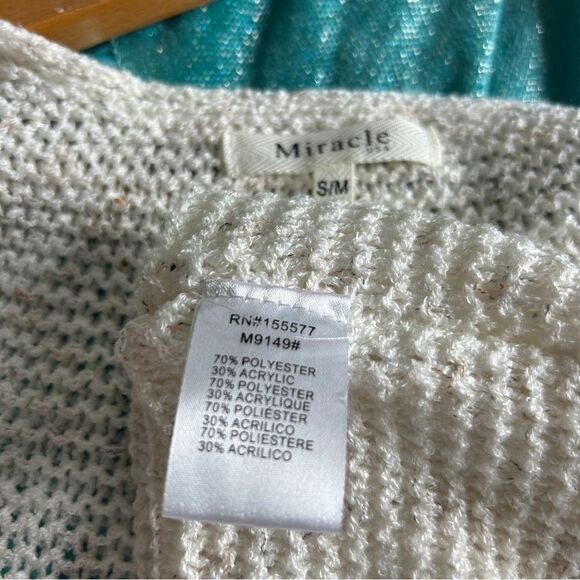 Miracle USA Lightweight Cream Knit Sweater Women's S/M Great Preworn Condition - Picture 7 of 7